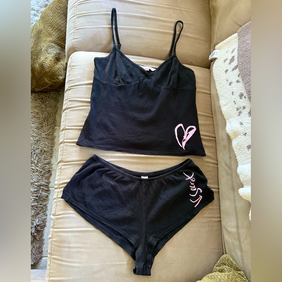 Victoria's Secret Other - Victoria’s Secret cami/shorts pj set. Super soft. Black/pink. Cotton. Medium.